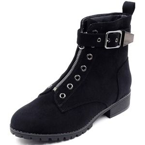 Blank Womens Sz 9 Ankle Boots Faux Leather W/Zipper & Buckle Biker Hiking Riding